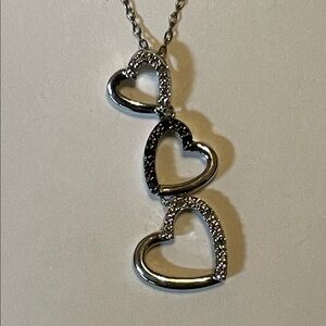 Silver Floating Heart Pendant Necklace